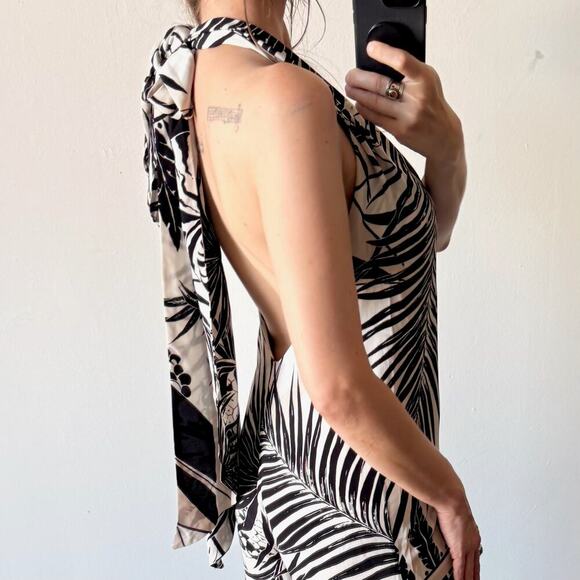 STELLA McCARTNEY Tropical Silk Halter Jumpsuit – Black/White/Pink - Picture 4 of 15